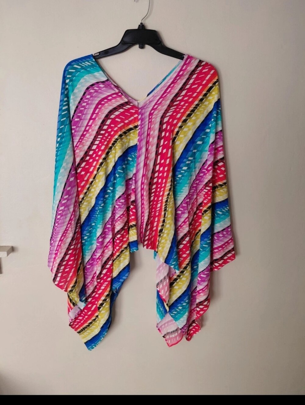 Trina Turk Rainbow Poncho Kimono Rayon One Size Swim Cover-up